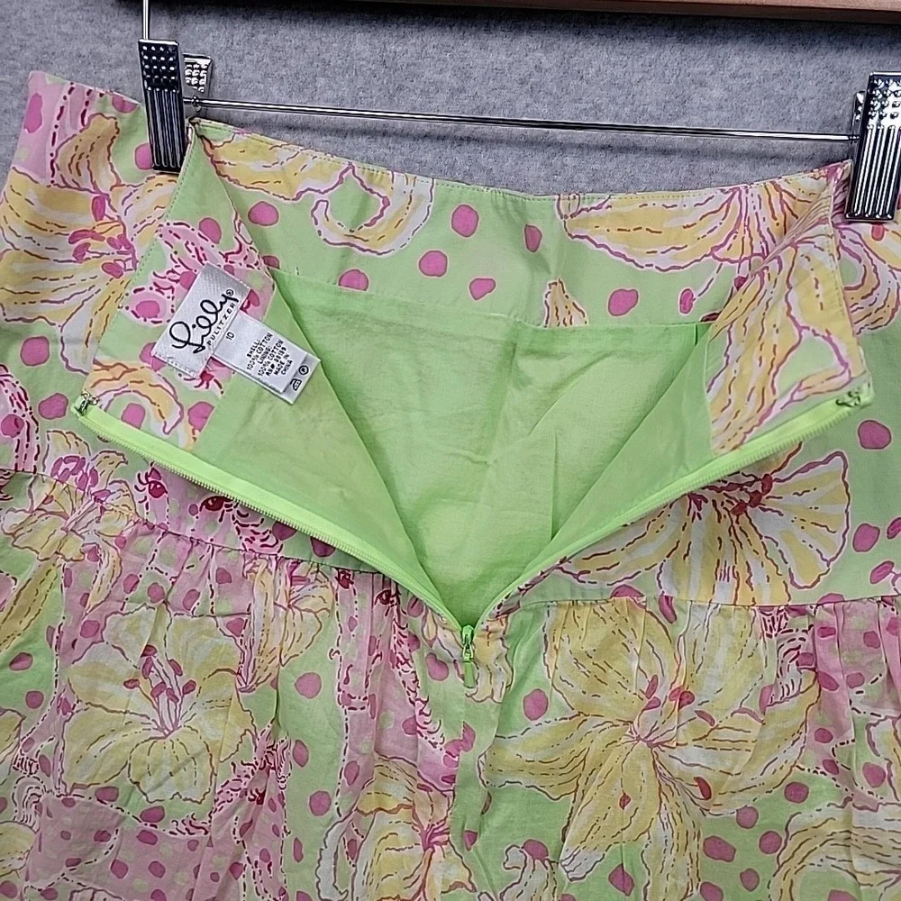 VTG‎ LILLY PULITZER Fillies for Lillies Floral Print Tiered Cotton Mini Skirt 10